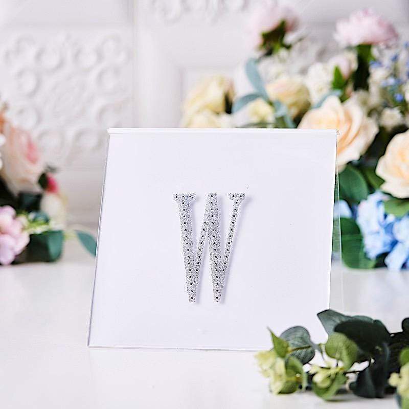 4 in Letter Silver Self-Adhesive Rhinestones Gems Sticker