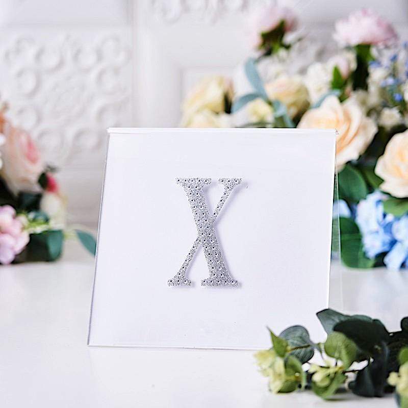 4 in Letter Silver Self-Adhesive Rhinestones Gems Sticker