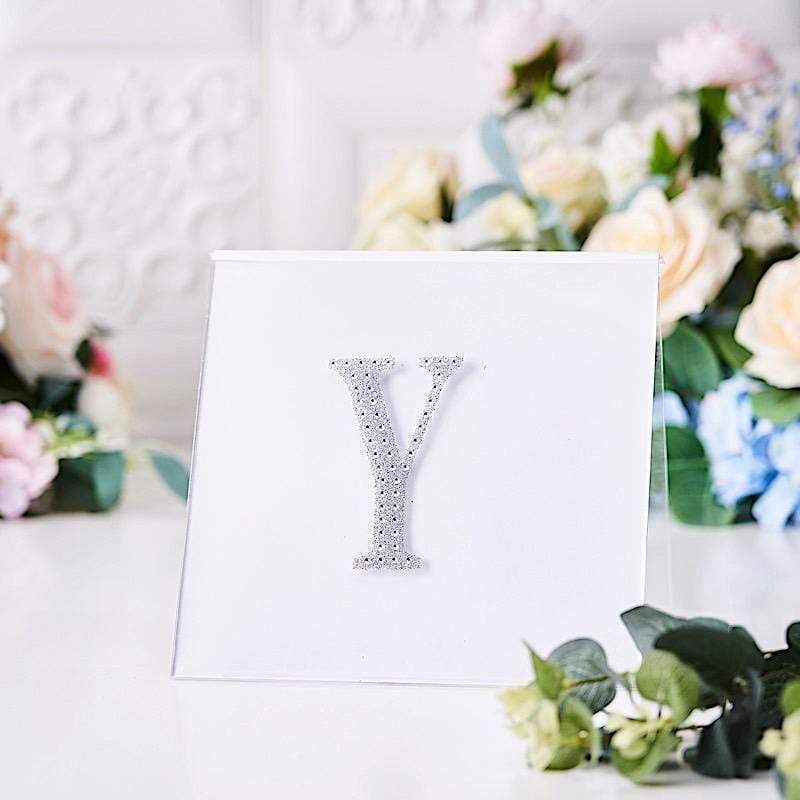 4 in Letter Silver Self-Adhesive Rhinestones Gems Sticker