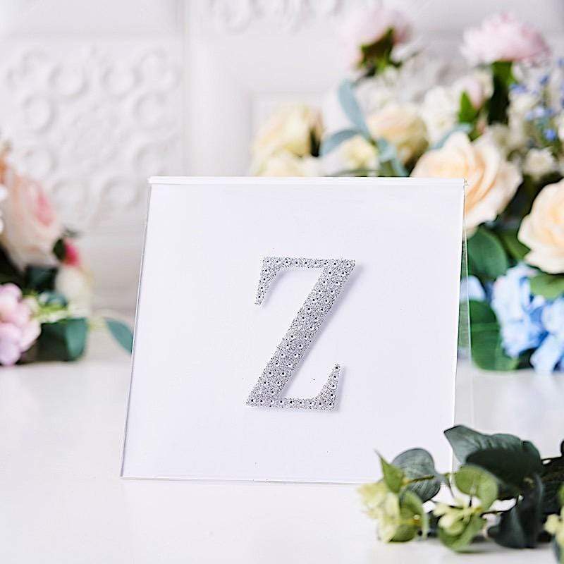 4 in Letter Silver Self-Adhesive Rhinestones Gems Sticker