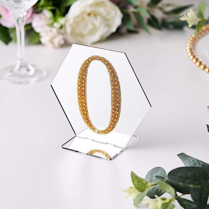 4 in Number Gold Self-Adhesive Rhinestones Gems Sticker