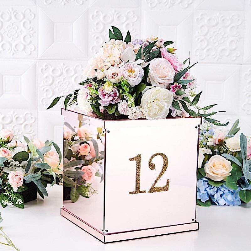 4 in Number Gold Self-Adhesive Rhinestones Gems Sticker