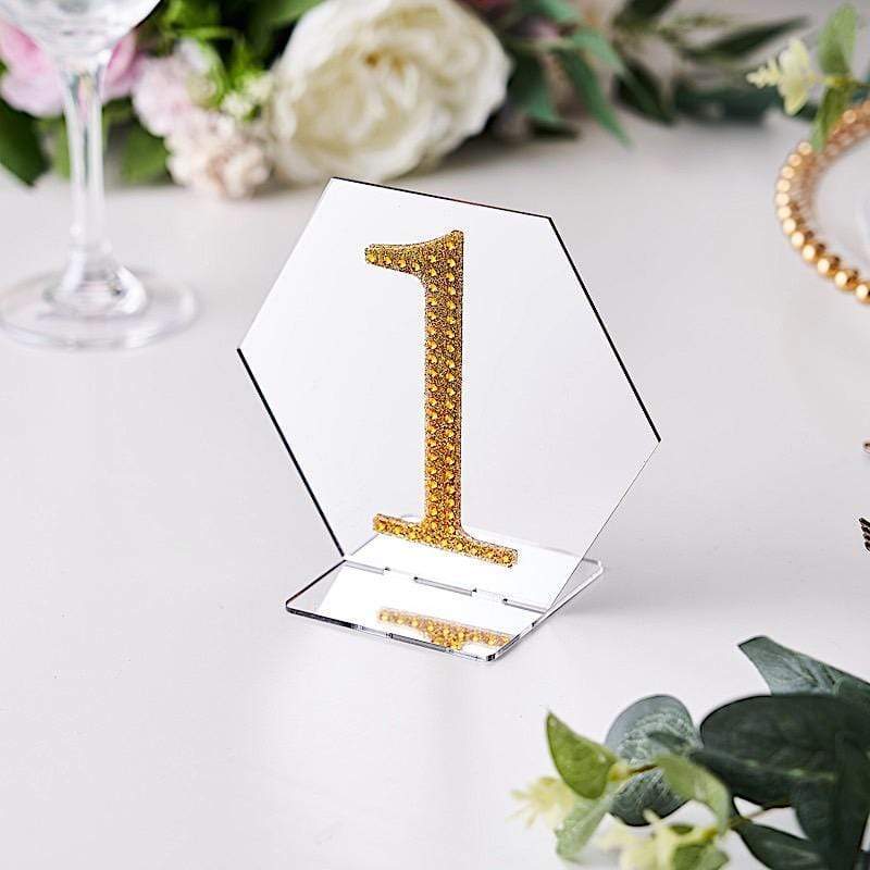 4 in Number Gold Self-Adhesive Rhinestones Gems Sticker