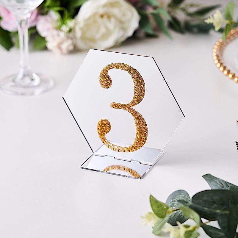 4 in Number Gold Self-Adhesive Rhinestones Gems Sticker