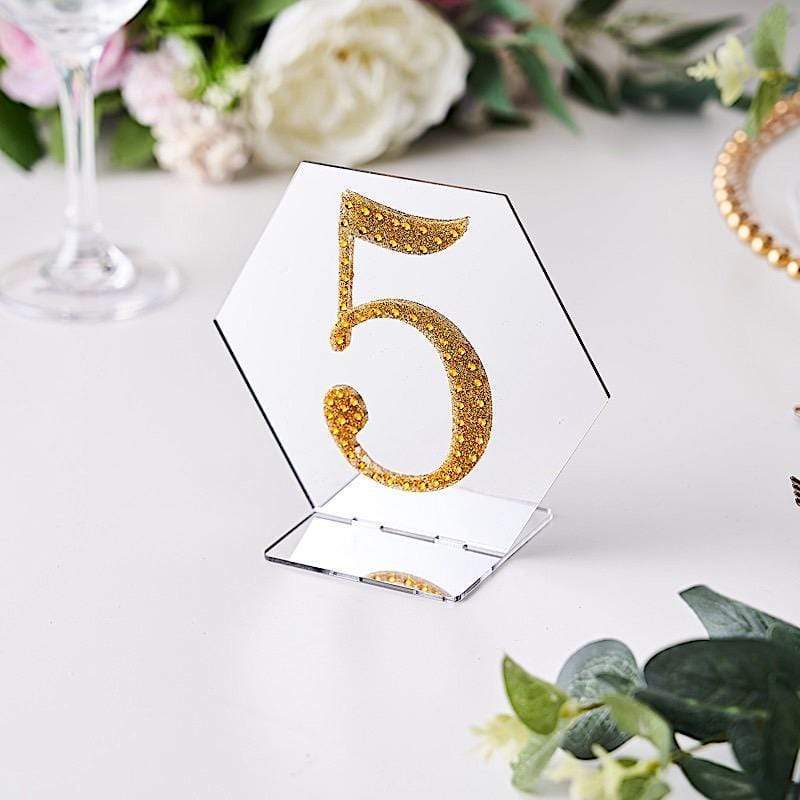 4 in Number Gold Self-Adhesive Rhinestones Gems Sticker
