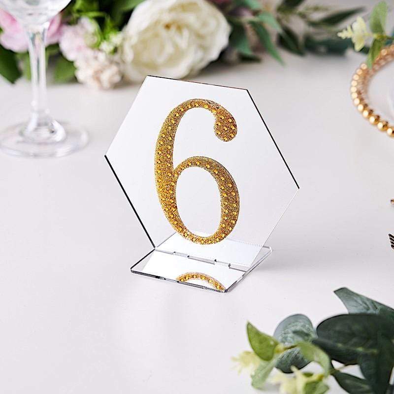 4 in Number Gold Self-Adhesive Rhinestones Gems Sticker