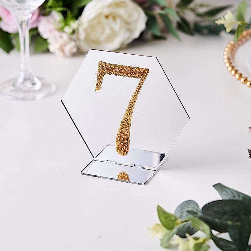 4 in Number Gold Self-Adhesive Rhinestones Gems Sticker