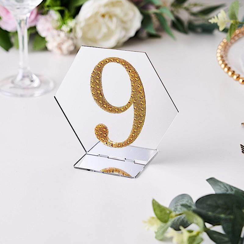 4 in Number Gold Self-Adhesive Rhinestones Gems Sticker