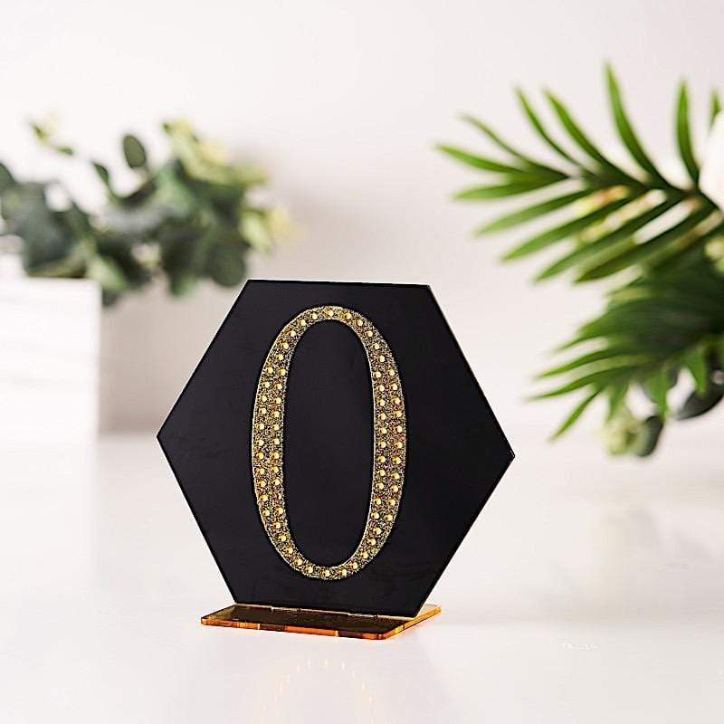 4 in Number Gold Self-Adhesive Rhinestones Gems Sticker