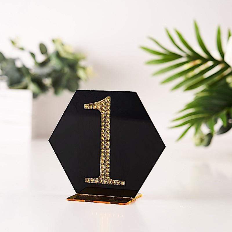 4 in Number Gold Self-Adhesive Rhinestones Gems Sticker