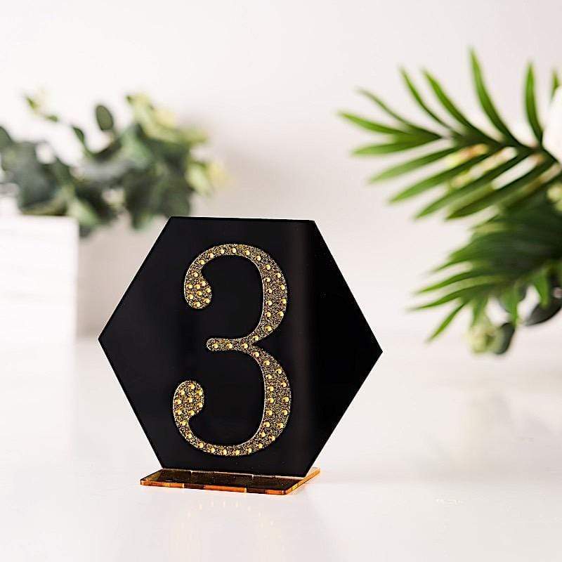 4 in Number Gold Self-Adhesive Rhinestones Gems Sticker