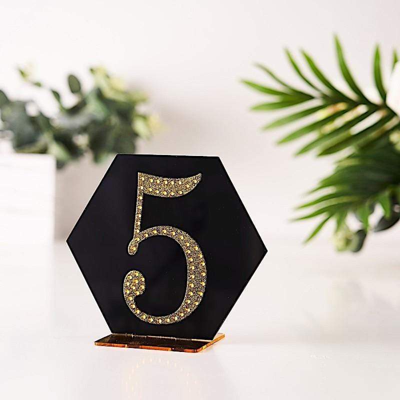 4 in Number Gold Self-Adhesive Rhinestones Gems Sticker