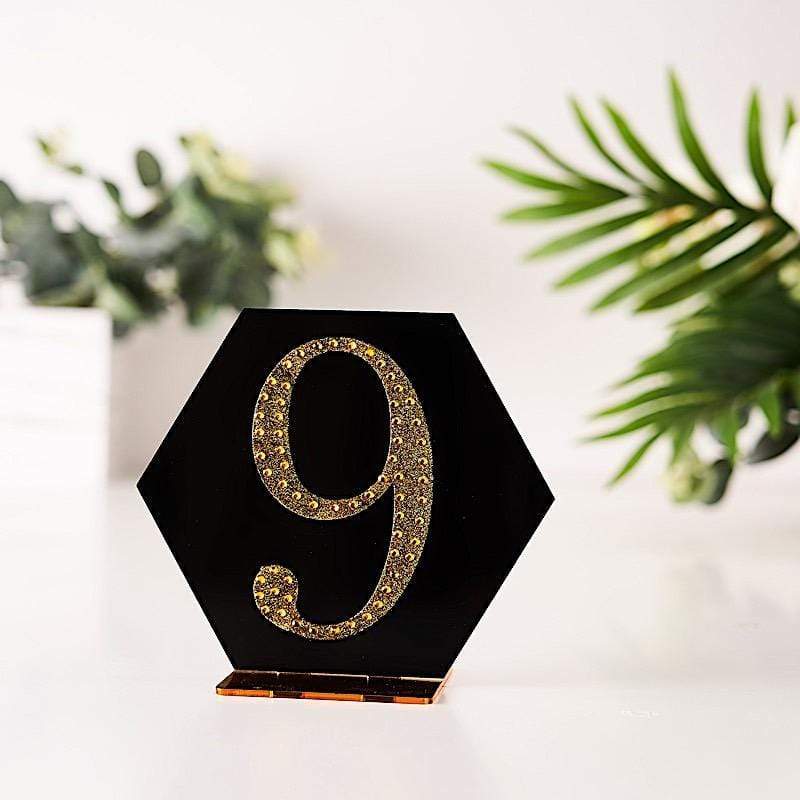 4 in Number Gold Self-Adhesive Rhinestones Gems Sticker