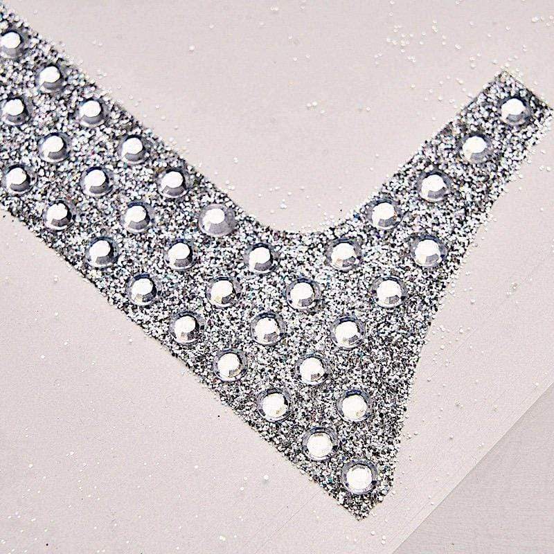 4 in Number Silver Self-Adhesive Rhinestones Gems Sticker