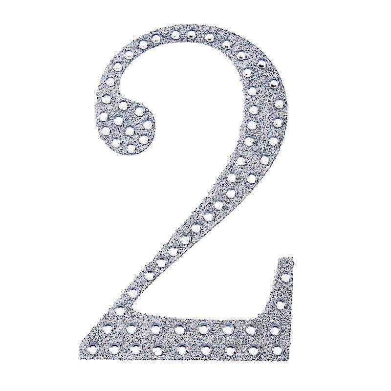 4 in Number Silver Self-Adhesive Rhinestones Gems Sticker