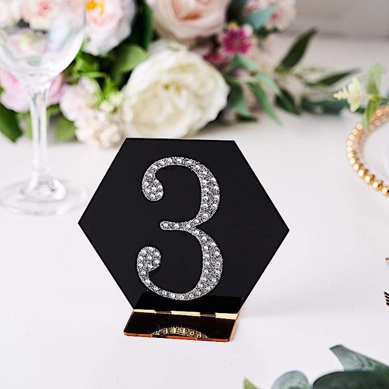 4 in Number Silver Self-Adhesive Rhinestones Gems Sticker