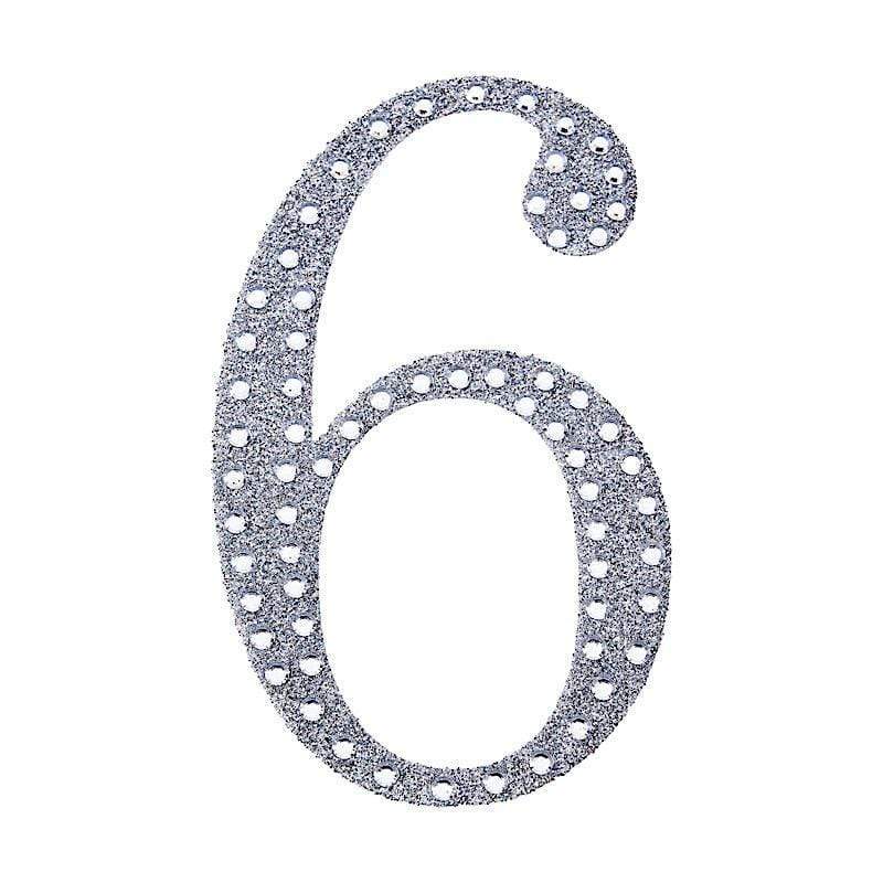 4 in Number Silver Self-Adhesive Rhinestones Gems Sticker