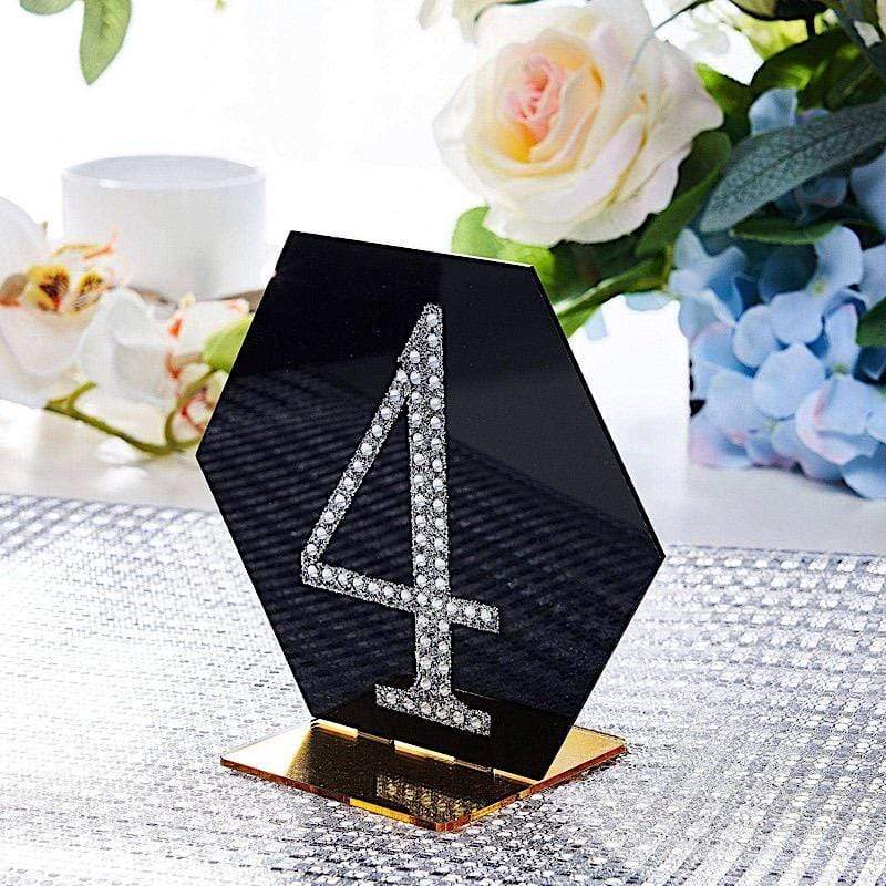 4 in Number Silver Self-Adhesive Rhinestones Gems Sticker