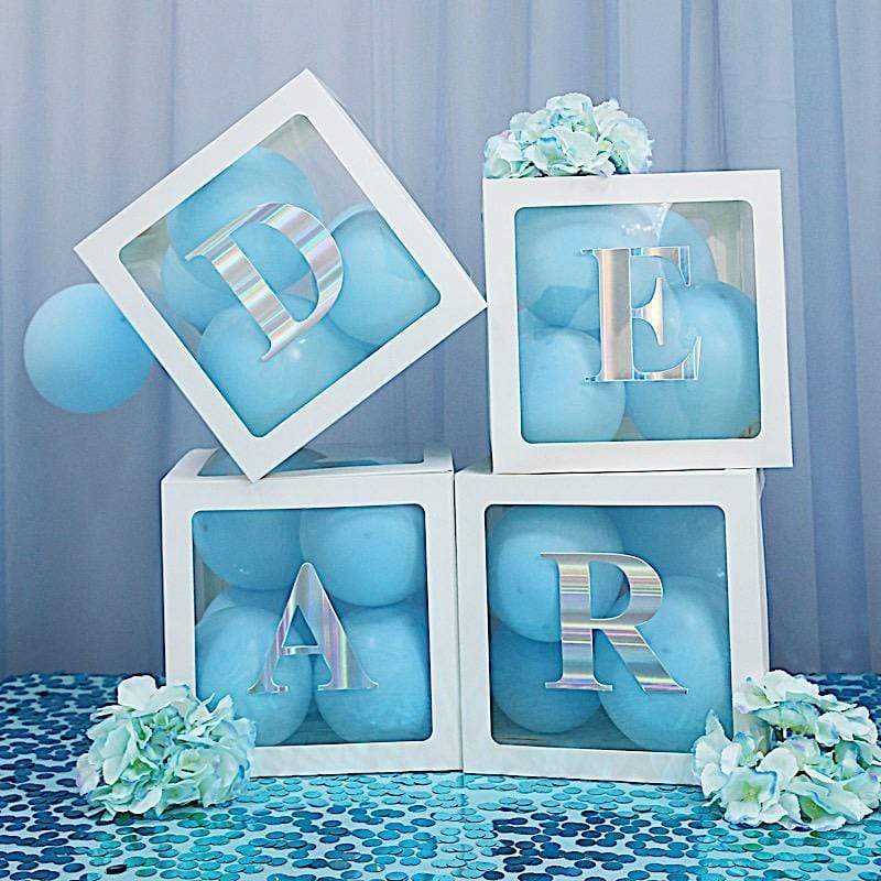 4 Iridescent 5 in Letter Stickers Backdrop Wall Decorations