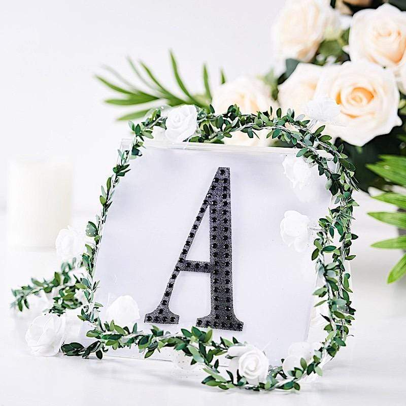 6 in Letter Black Self-Adhesive Rhinestones Gems Sticker