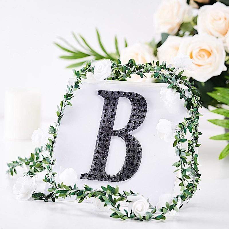 6 in Letter Black Self-Adhesive Rhinestones Gems Sticker