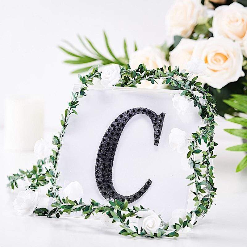 6 in Letter Black Self-Adhesive Rhinestones Gems Sticker