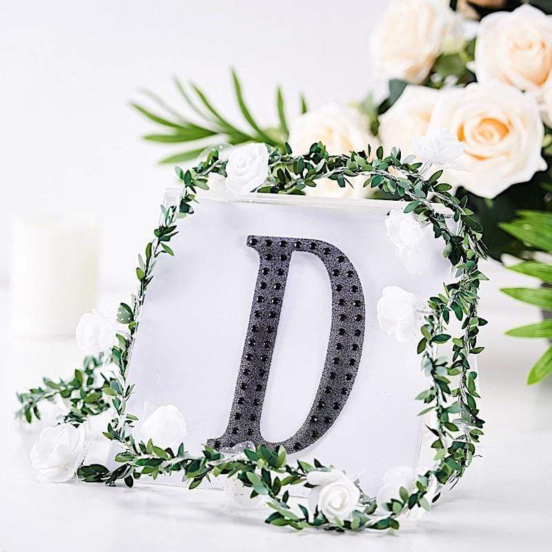 6 in Letter Black Self-Adhesive Rhinestones Gems Sticker