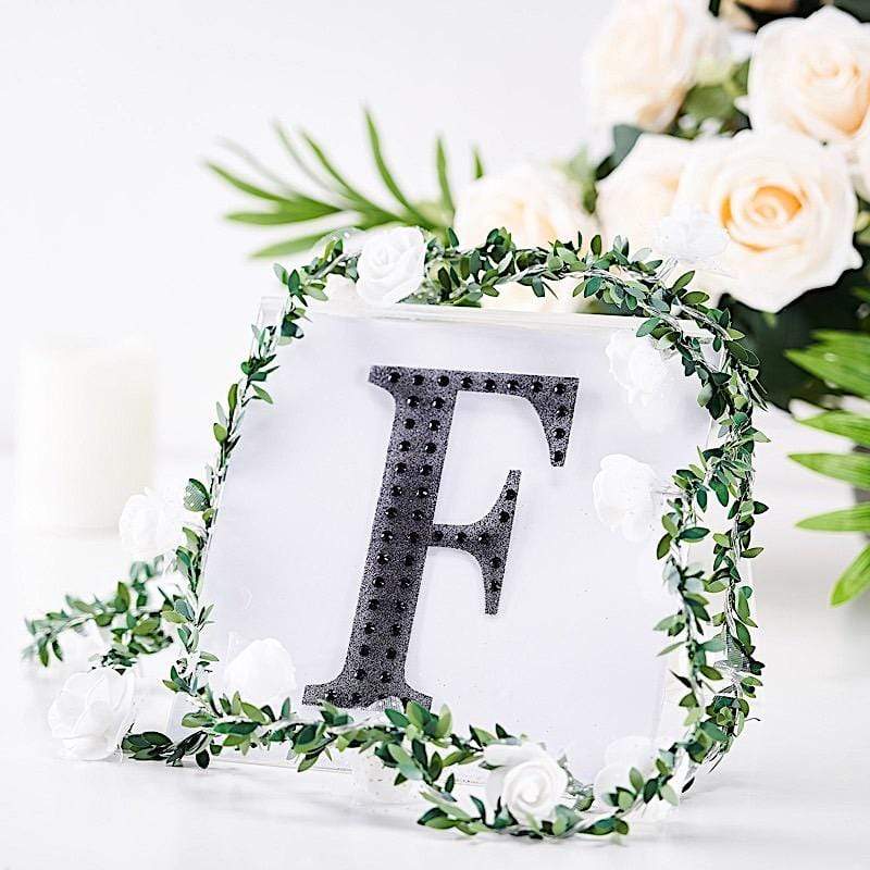 6 in Letter Black Self-Adhesive Rhinestones Gems Sticker