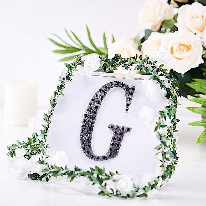 6 in Letter Black Self-Adhesive Rhinestones Gems Sticker