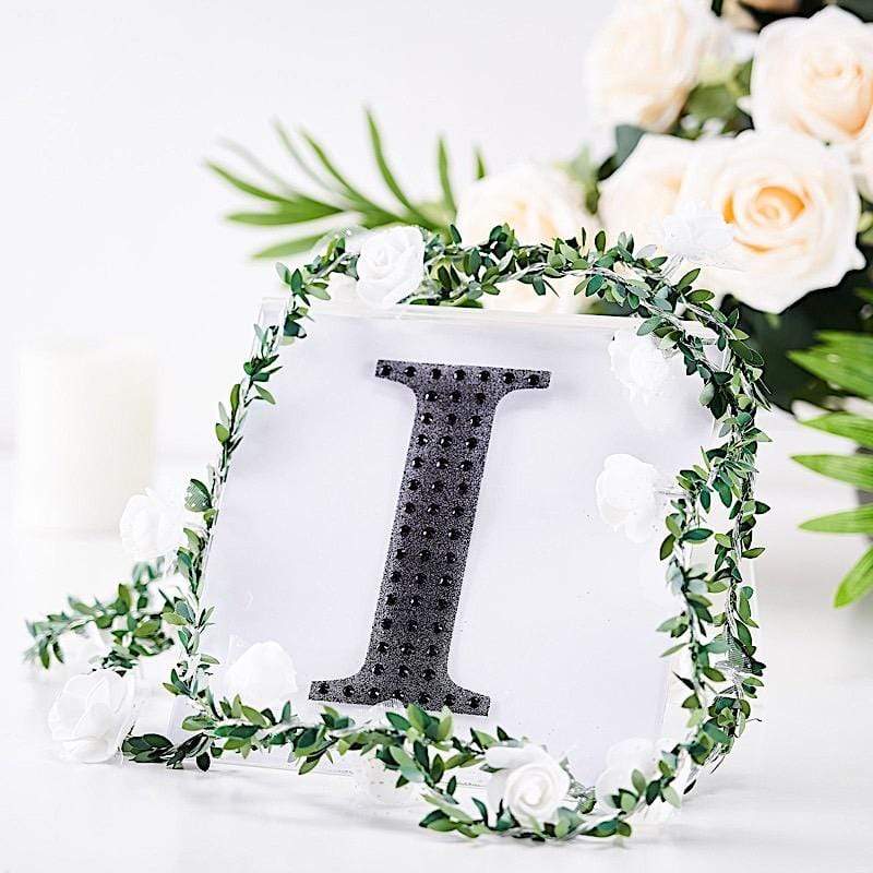 6 in Letter Black Self-Adhesive Rhinestones Gems Sticker