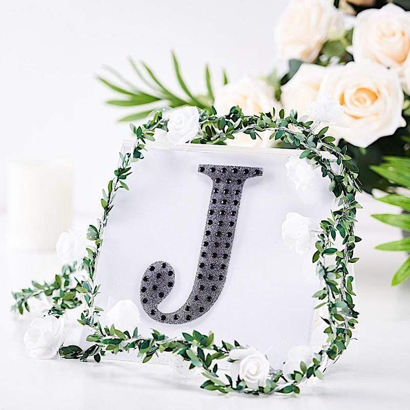 6 in Letter Black Self-Adhesive Rhinestones Gems Sticker
