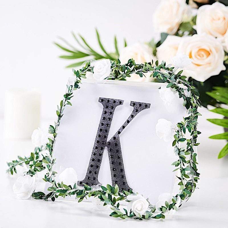 6 in Letter Black Self-Adhesive Rhinestones Gems Sticker