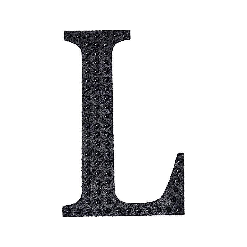 6 in Letter Black Self-Adhesive Rhinestones Gems Sticker