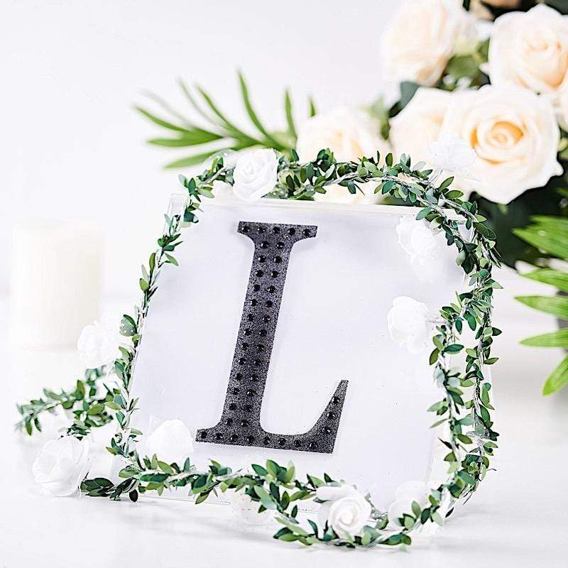 6 in Letter Black Self-Adhesive Rhinestones Gems Sticker