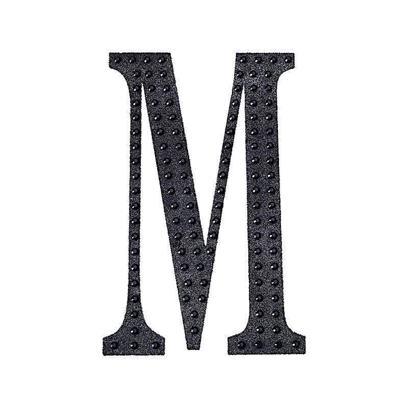 6 in Letter Black Self-Adhesive Rhinestones Gems Sticker