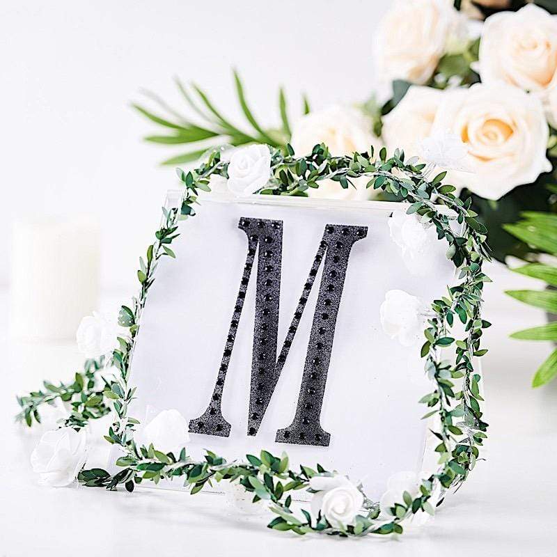 6 in Letter Black Self-Adhesive Rhinestones Gems Sticker