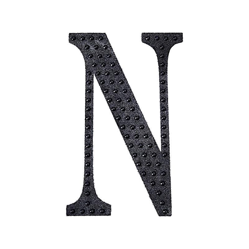 6 in Letter Black Self-Adhesive Rhinestones Gems Sticker