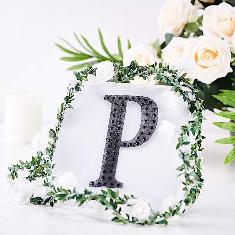6 in Letter Black Self-Adhesive Rhinestones Gems Sticker