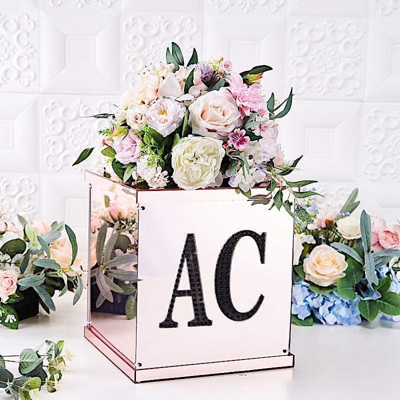 6 in Letter Black Self-Adhesive Rhinestones Gems Sticker