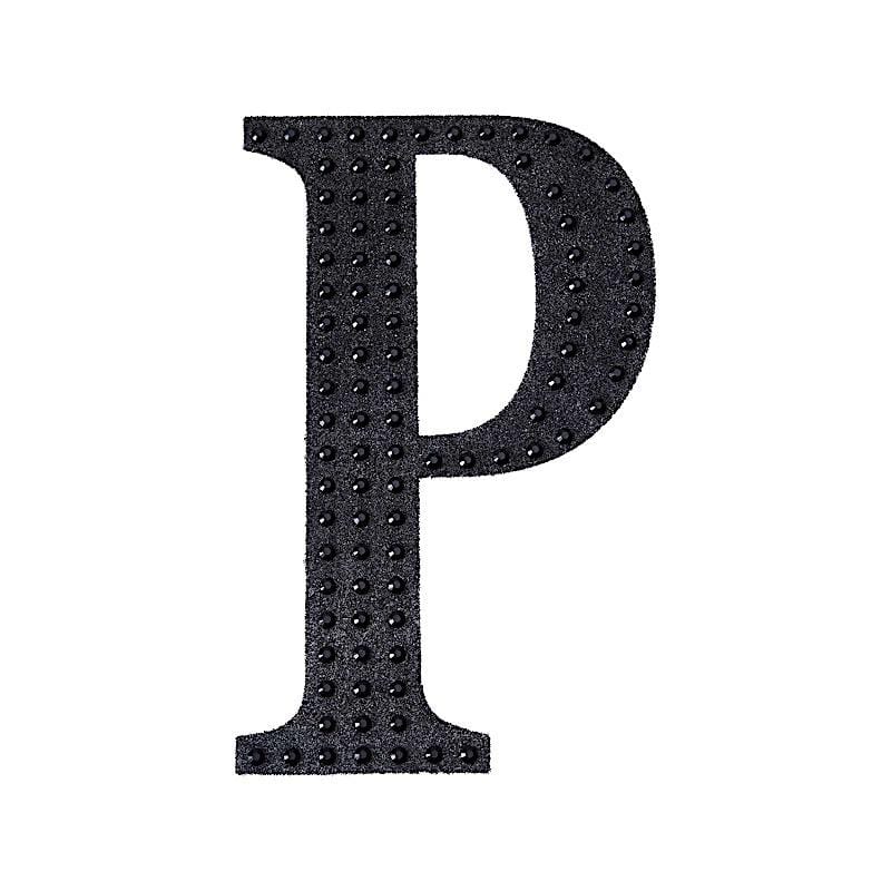 6 in Letter Black Self-Adhesive Rhinestones Gems Sticker