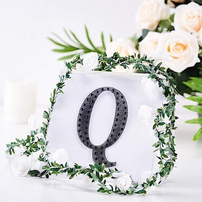6 in Letter Black Self-Adhesive Rhinestones Gems Sticker