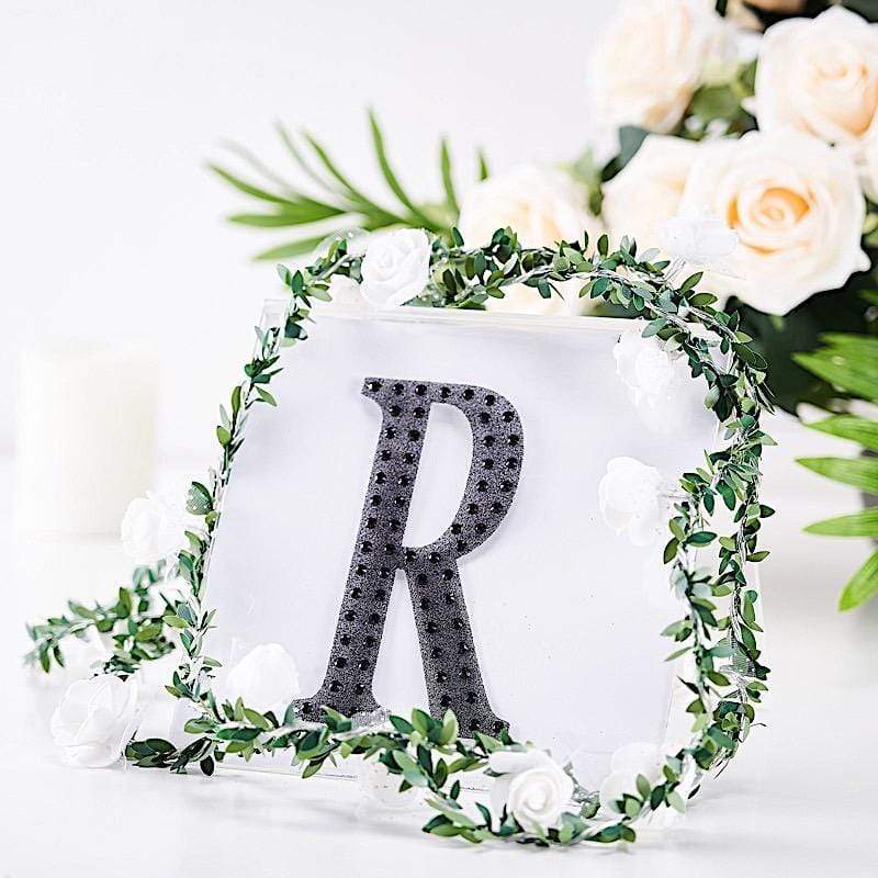 6 in Letter Black Self-Adhesive Rhinestones Gems Sticker