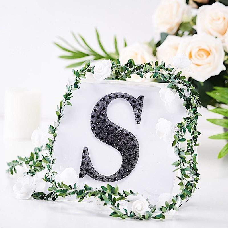6 in Letter Black Self-Adhesive Rhinestones Gems Sticker