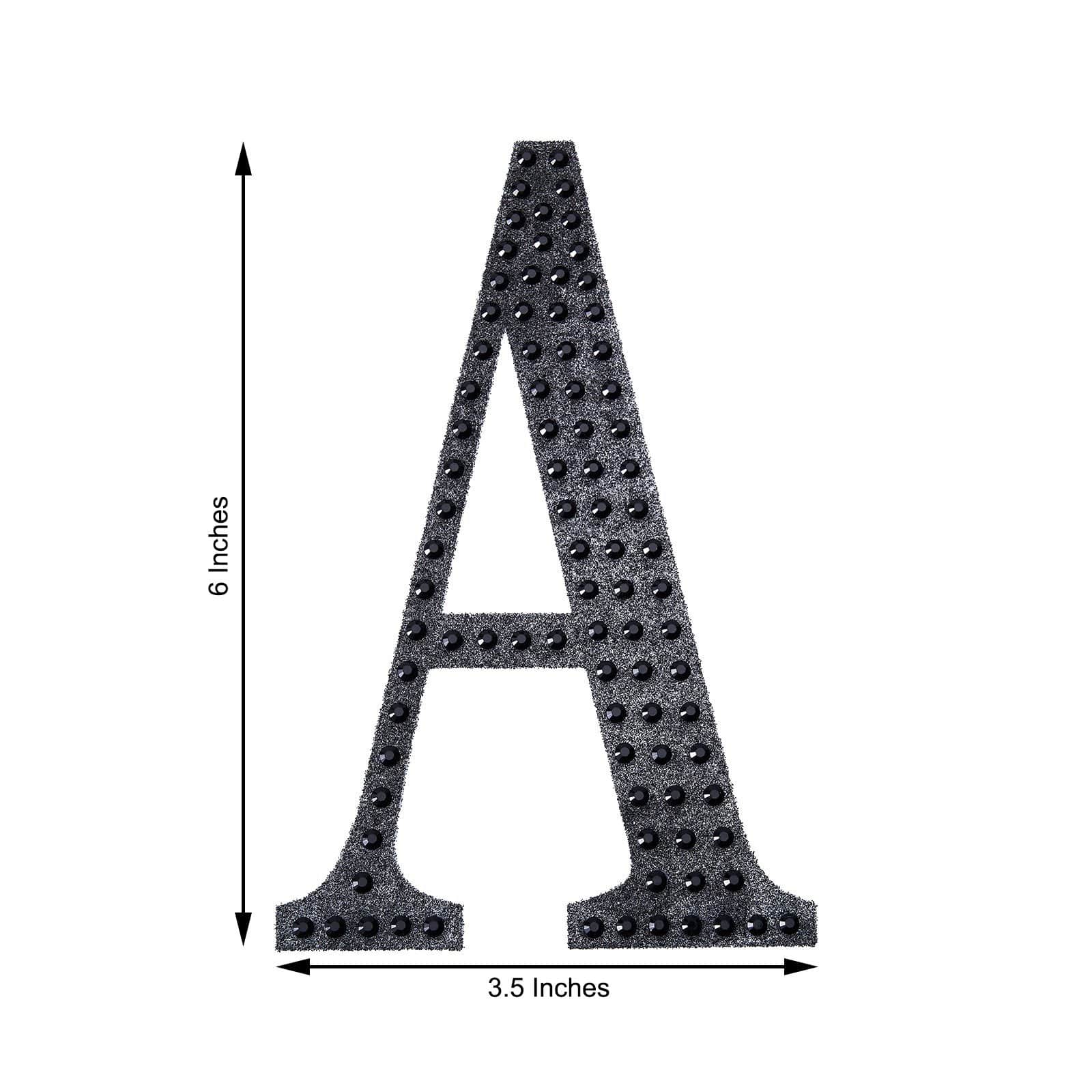6 in Letter Black Self-Adhesive Rhinestones Gems Sticker