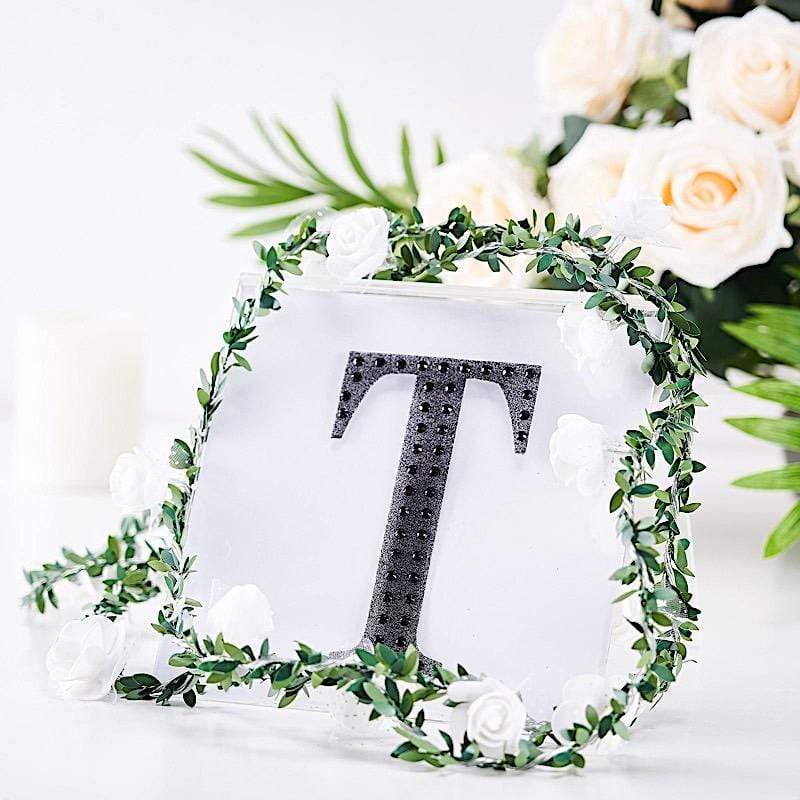 6 in Letter Black Self-Adhesive Rhinestones Gems Sticker