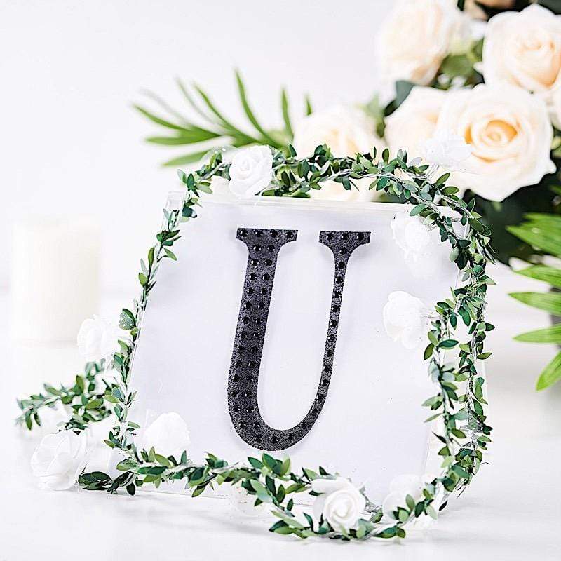 6 in Letter Black Self-Adhesive Rhinestones Gems Sticker