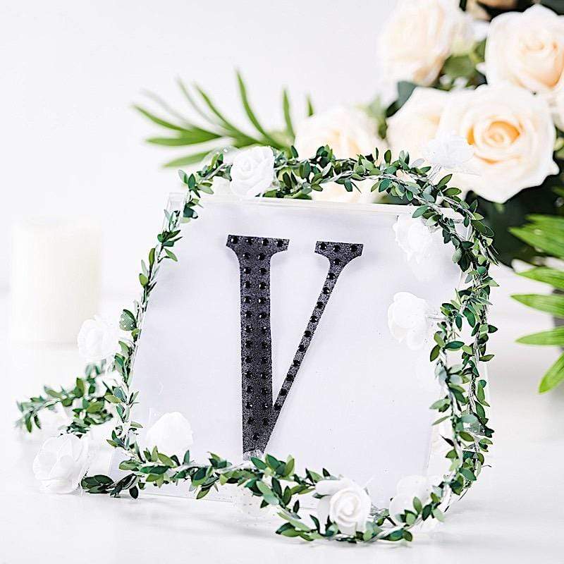 6 in Letter Black Self-Adhesive Rhinestones Gems Sticker