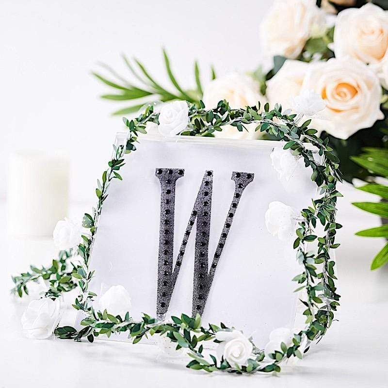 6 in Letter Black Self-Adhesive Rhinestones Gems Sticker