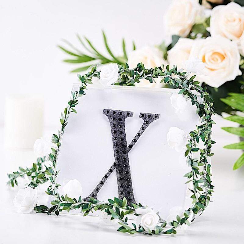 6 in Letter Black Self-Adhesive Rhinestones Gems Sticker