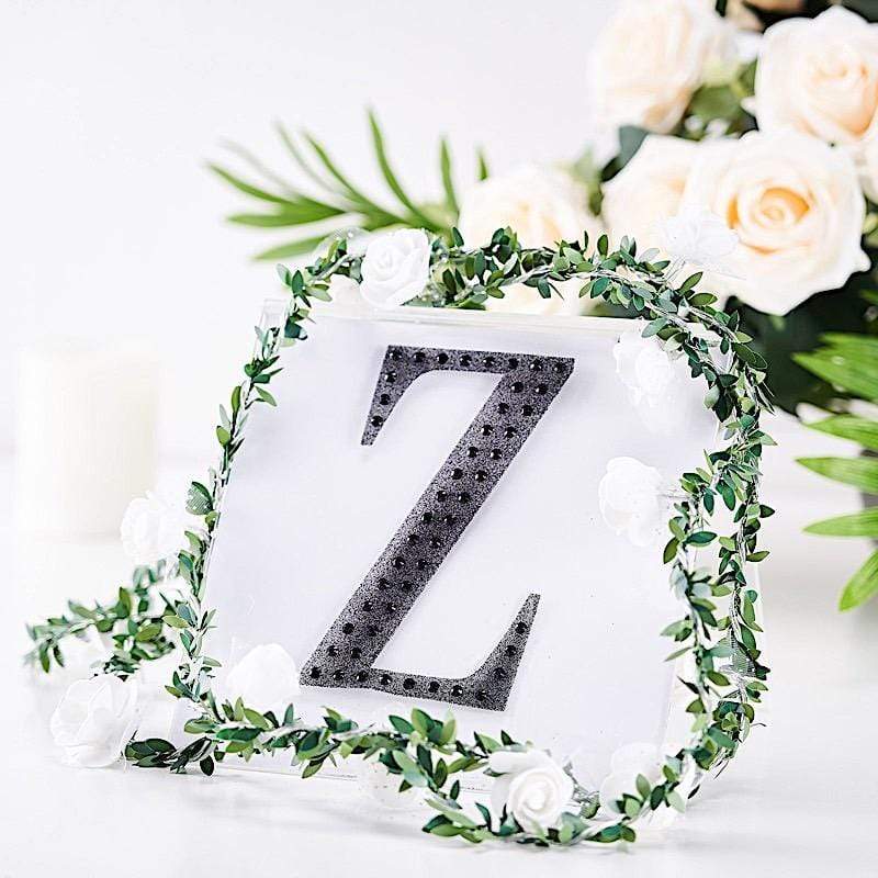 6 in Letter Black Self-Adhesive Rhinestones Gems Sticker